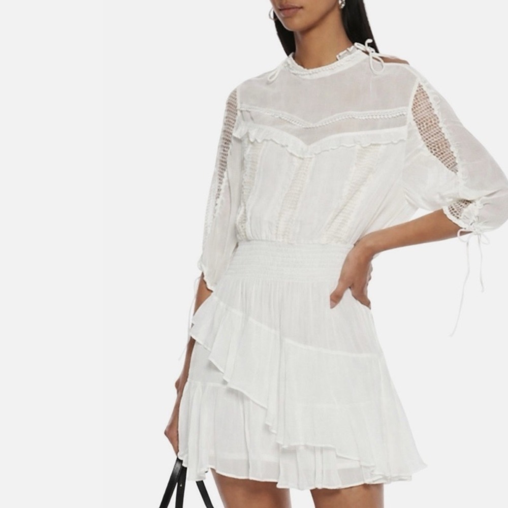 * IRO Paris  * Swirl Ruffle Mock neck dress * EUC